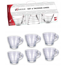 SET 6 TAZZINE CAFFE VETRO RIGHE 90ML (12pz)